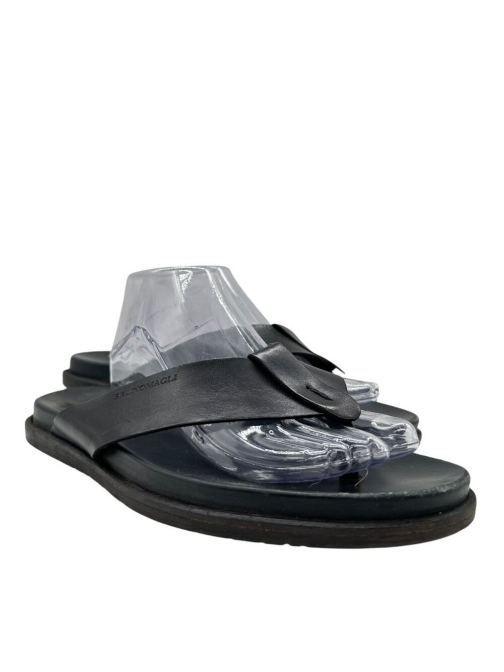 Bruno Magli Italian Black Leather Essino Thong Sandal 11 Flip Flop Made In Italy